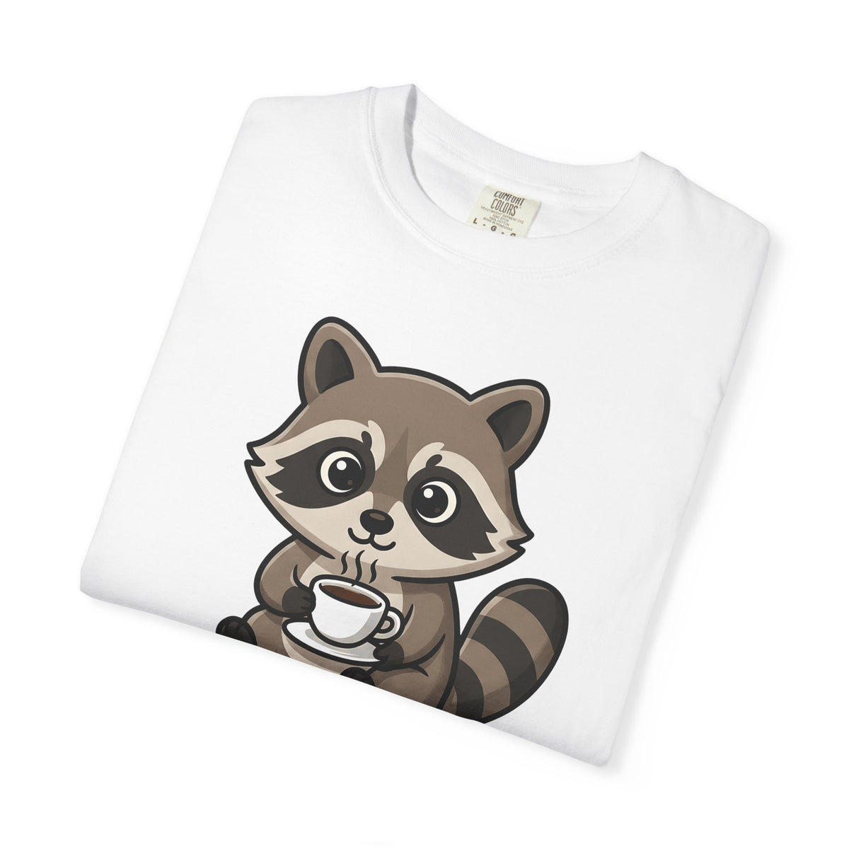 Raccoon Drink Cup T-Shirt Coffee Fauna Gift Women Delightful T-Shirt T-Shirt T-Shirt Coffee Fan Wildlife Graphic T-Shirt Toon Beast T-Shirt