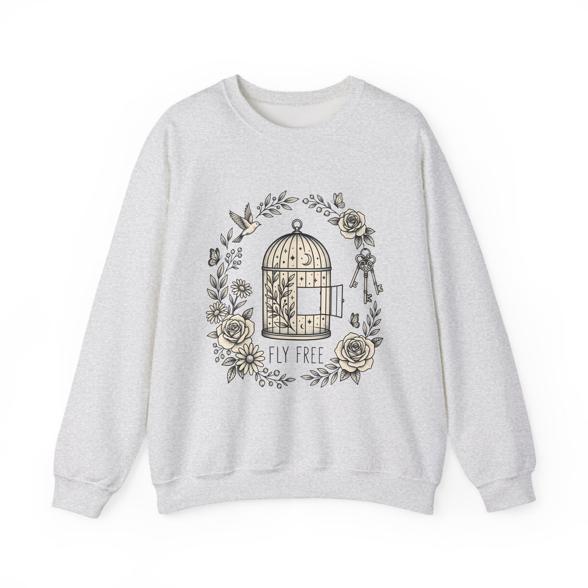 Cage Bird Sweatshirt Floral Environment Gift Women Earthy Sweatshirt Aviary Sweatshirt Flower Fan Botanical Sweatshirt Eco Graphic Antique Bloom Sweatshirt