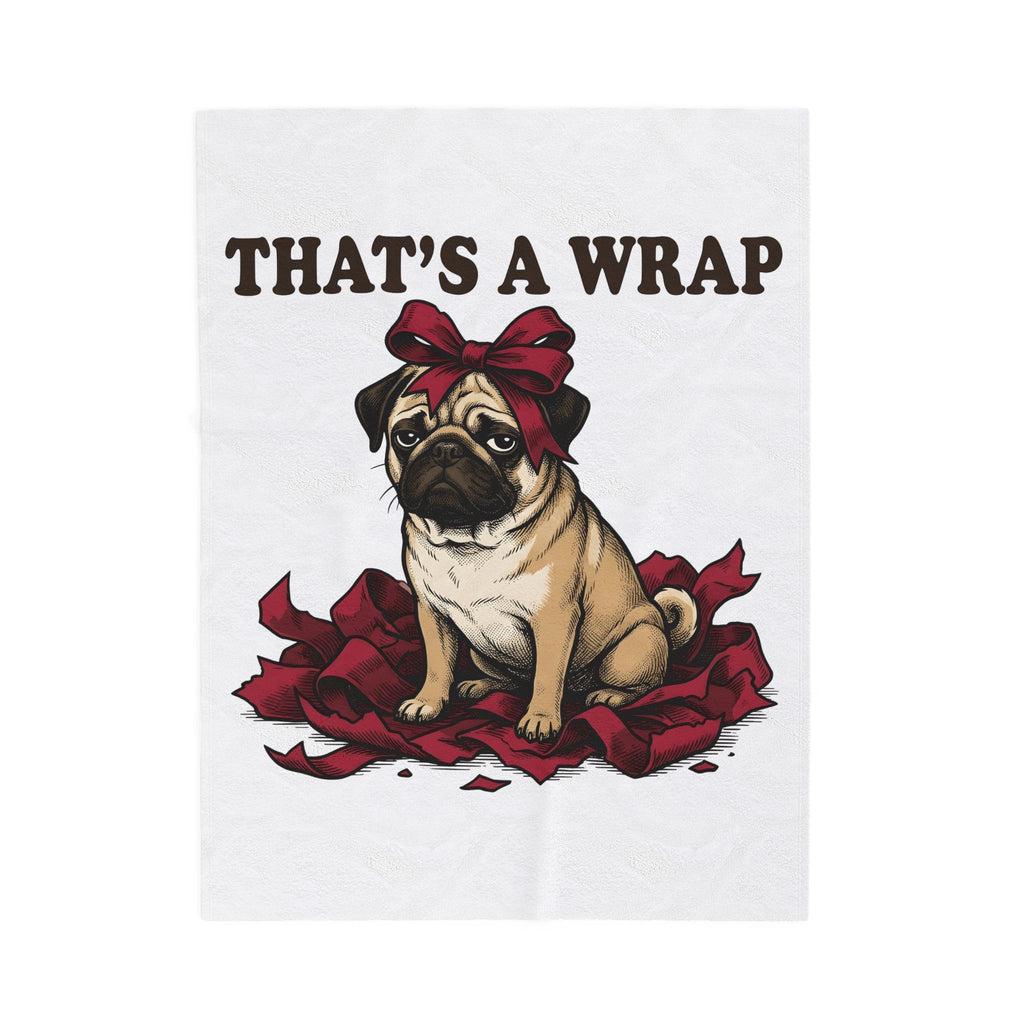 Pug Dog Blanket Christmas Pet Gift Women Vintage Blanket Puggle Blanket Xmas Fan Retro Blanket Animal Graphic Hand Drawn Gift Bow Blanket