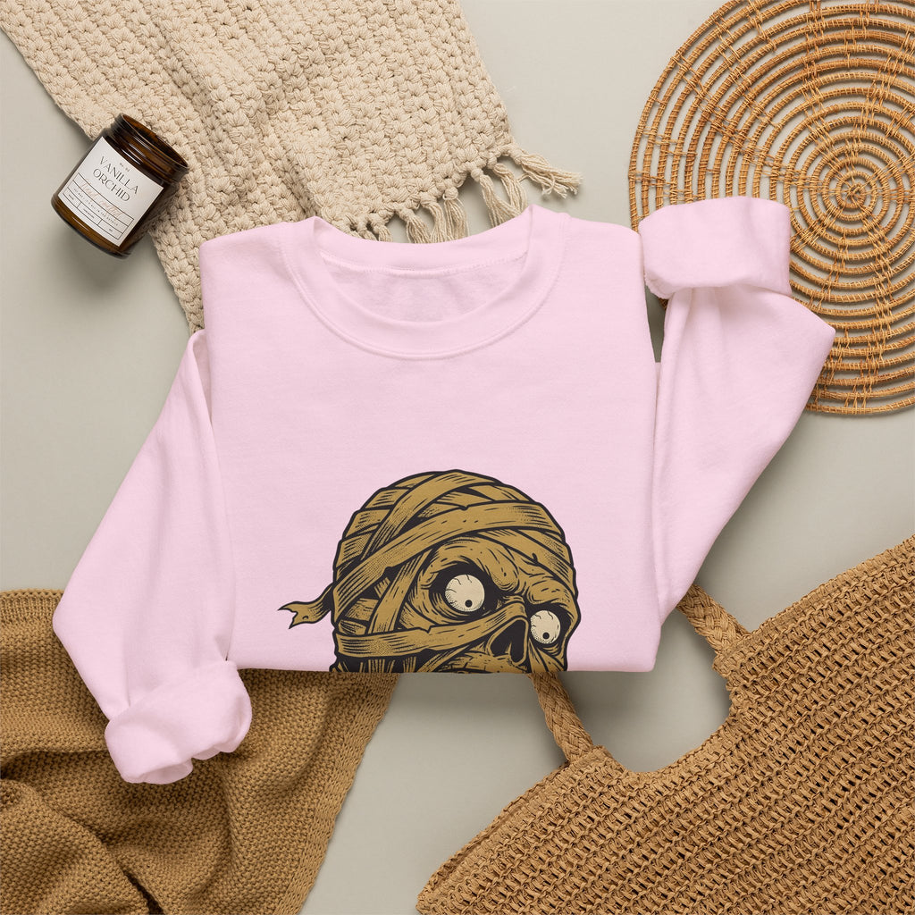 Mummy Skull Sweatshirt Halloween Ghost Gift Women Creepy Sweatshirt Skull Sweatshirt Horror Fan Spooky Sweatshirt Specter Graphic Classic Scarab Sweatshirt