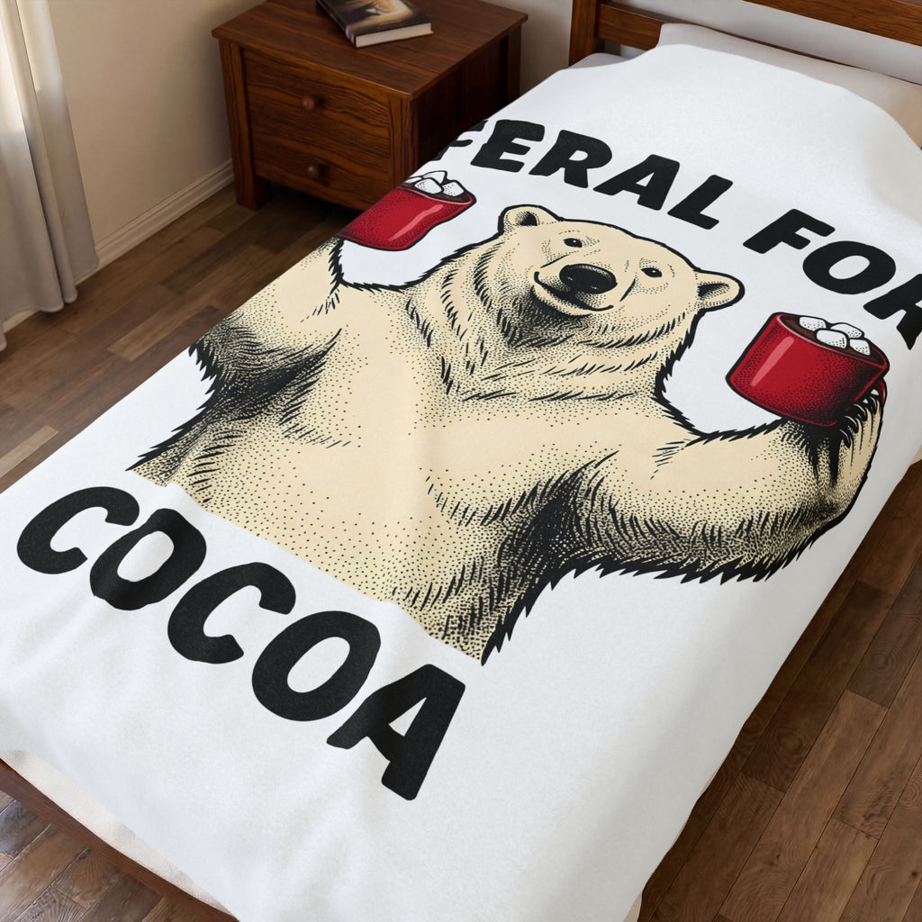 White Bear Holiday Frost Gift Rustic Polar Bear Christmas Fan Winter Cartoon Tea Mug Blanket