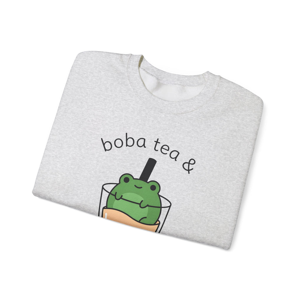 Frog Boba Drink Sweatshirt Drinks Creatures Gift Women Sweet Sweatshirt Boba Sweatshirt Beverage Fan Toad Graphic Sleek Bubble Tea Sweatshirt