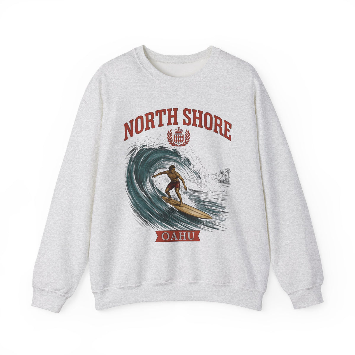 Surfer Wave Surfing Beach Gift Vintage Wave Surfer Fan Retro Coastal Hand Drawn Palm Sweatshirt