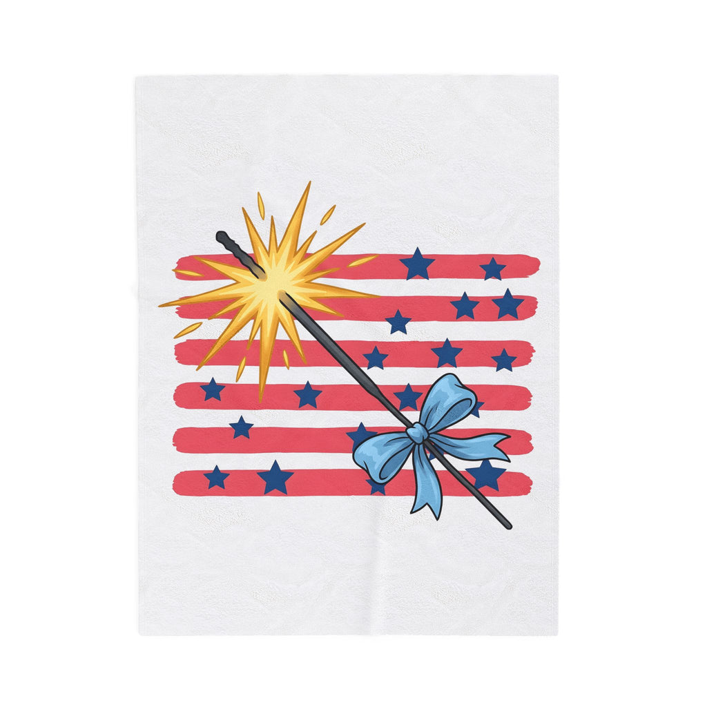 Sparkler Flag Blanket 4th Of July Celebration Gift Women Patriotic Blanket Wave Banner Blanket Independence Day Fan American Blanket Party Graphic