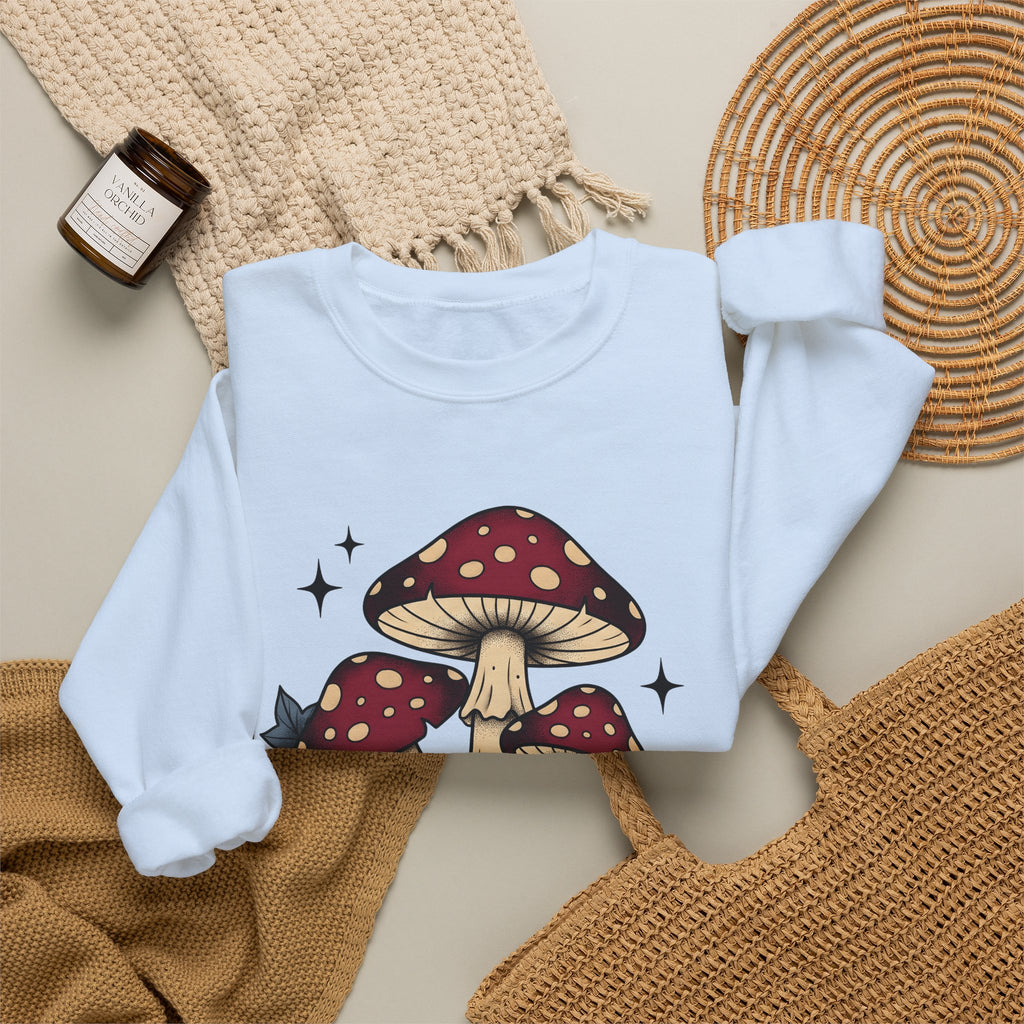 Toadstool Bunch Sweatshirt Boho Chic Forest Gift Women Line Art Sweatshirt Mushroom Sweatshirt Bohemian Fan Minimalist Sweatshirt Woods Graphic Rustic Creeper