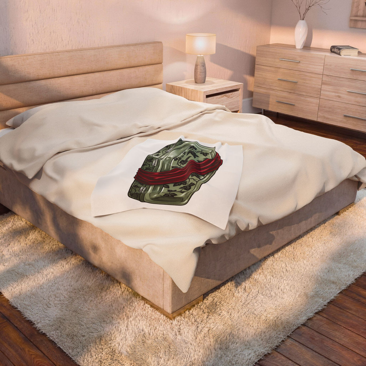 Blossom Coffin Blanket Halloween Macabre Gift Women Eerie Blanket Flower Coffin Blanket Horror Fan Dark Blanket Morbid Graphic Antique Crimson