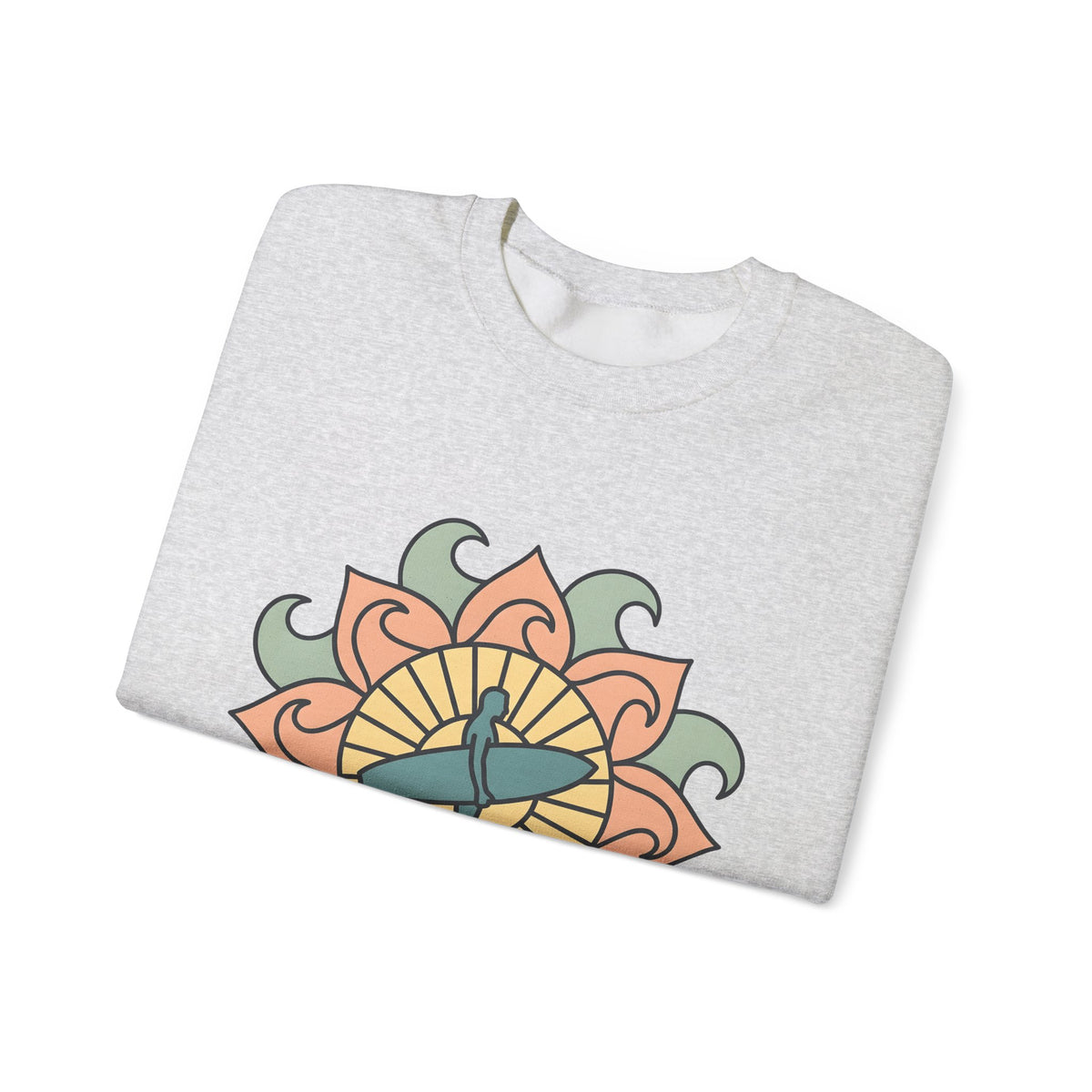 Surfer Outline Sweatshirt Sports Ocean Gift Women Hippie Sweatshirt Surfer Sweatshirt Athlete Fan Marine Graphic Sweatshirt Simple Floral Circle Sweatshirt
