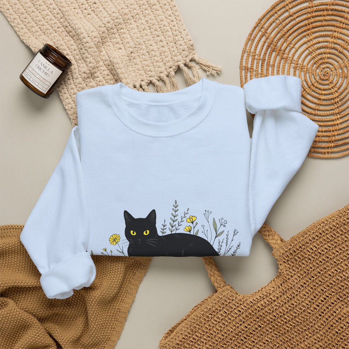 Black Cat Sweatshirt Cat Witchcraft Gift Women Botanical Sweatshirt Cat Sweatshirt Feline Fan Botanical Sweatshirt Occult Graphic Vintage Tarot Cards Sweatshirt