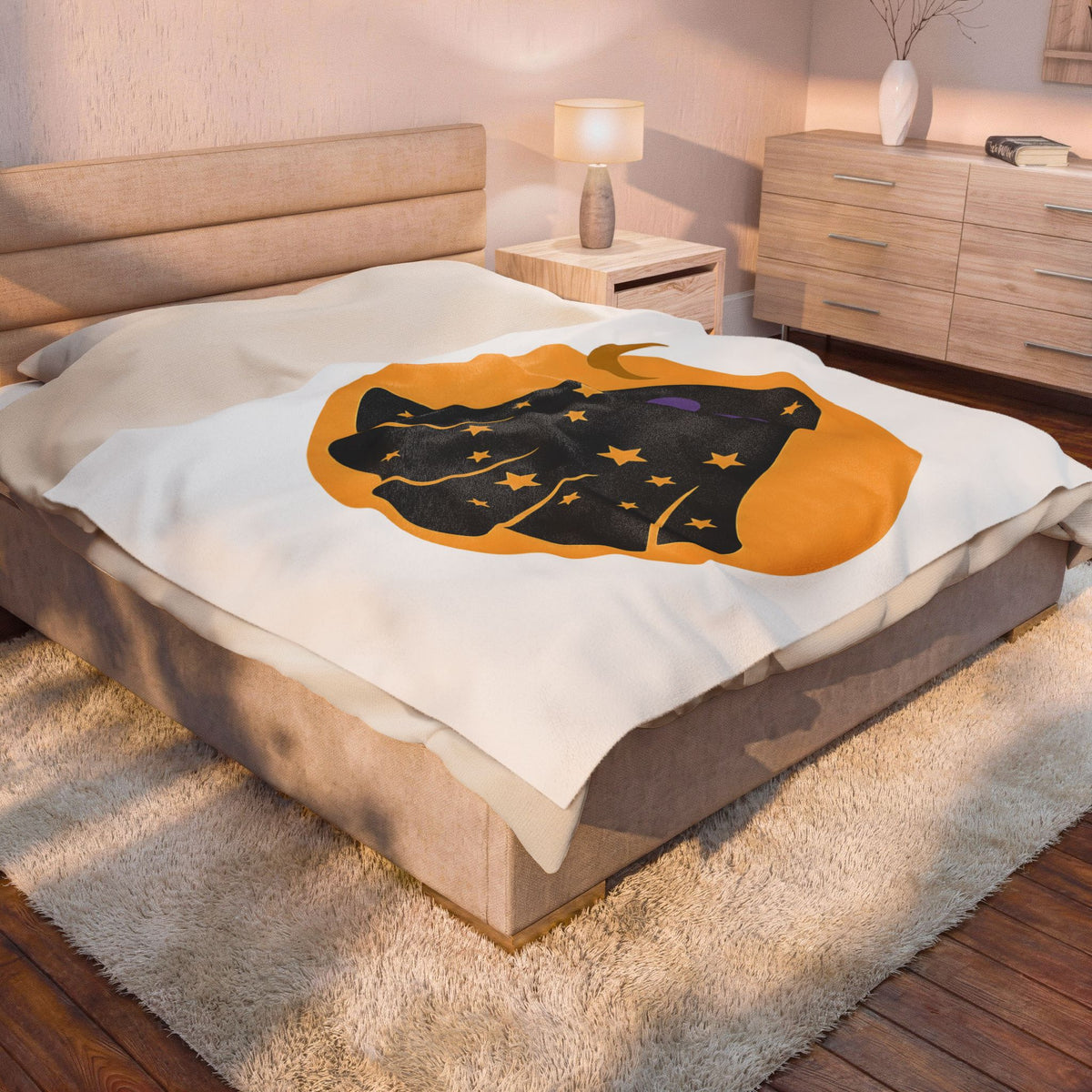 Ghost Halloween Spooky Gift Cute Specter Horror Fan Ghostly Macabre Minimalist Crescent Blanket