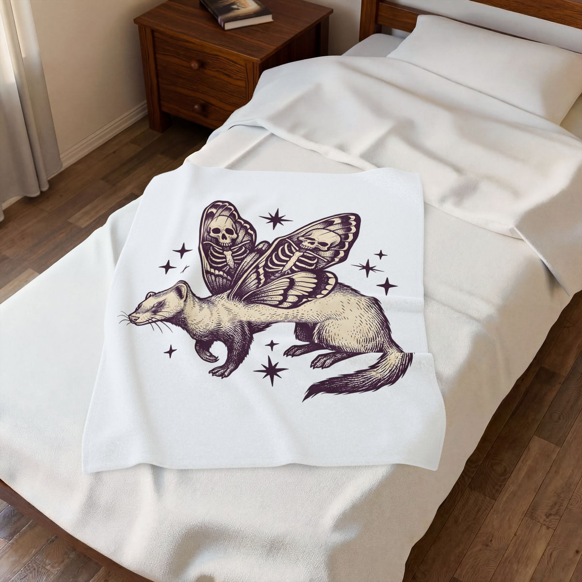 Ferret Moth Hybrid Blanket Gothic Pet Gift Women Dark Blanket Ferret Blanket Goth Fan Grunge Blanket Animal Graphic Retro Star Symbol Blanket