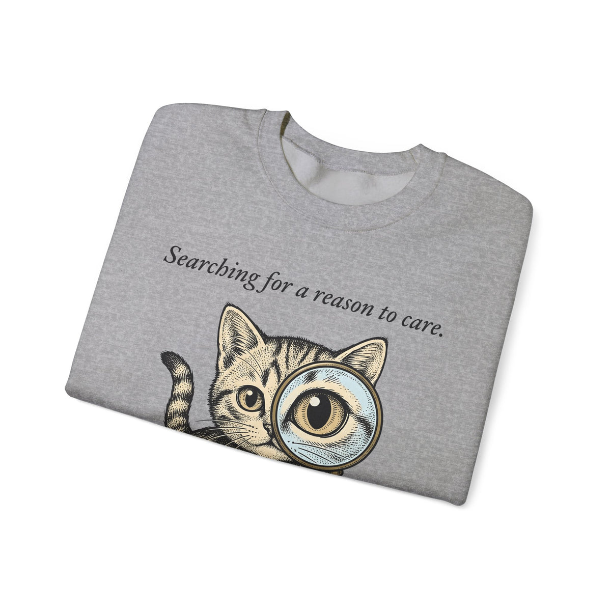 Tabby Cat Sweatshirt Cat Humor Gift Women Vintage Sweatshirt Kitty Sweatshirt Cat Fan Retro Sweatshirt Funny Graphic Hand Drawn Magnifying Glass Sweatshirt