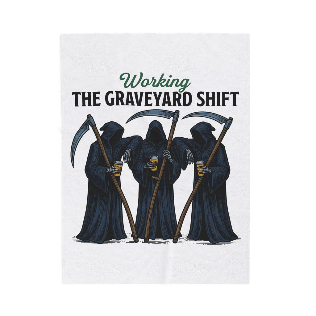 Reaper Trio Blanket Halloween Macabre Gift Women Old School Blanket Grim Reaper Blanket Horror Fan Dark Art Blanket Morbid Graphic Doodle Cup