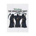Reaper Trio Blanket Halloween Macabre Gift Women Old School Blanket Grim Reaper Blanket Horror Fan Dark Art Blanket Morbid Graphic Doodle Cup