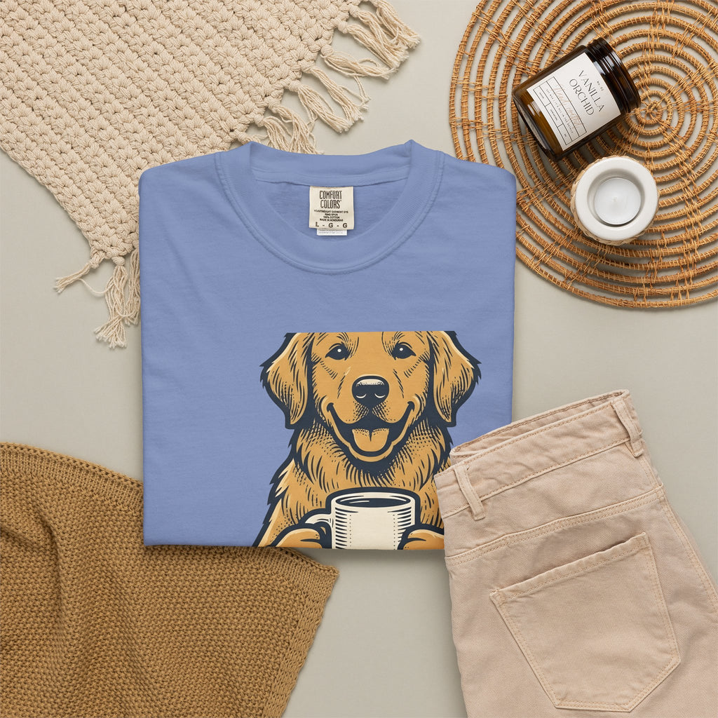 Golden Retriever Dog Coffee Gift Vintage Retriever Dog Fan Puppy Coffee Hand Drawn Coffee T-Shirt