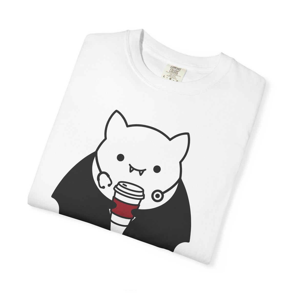 Vampire Coffee T-Shirt T-Shirt Nurses Fall Gift Women Cartoon T-Shirt Coffee Cup T-Shirt Nurse Enthusiast Comic T-Shirt Autumn Graphic Clean Nurse