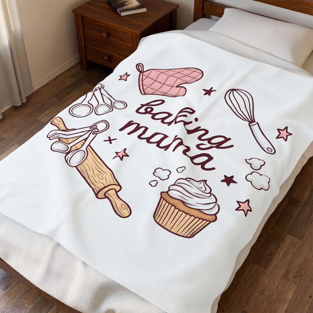 Baking Tools Blanket Moms Kitchen Gift Women Doodle Blanket Bakeware Blanket Motherhood Enthusiast Hand Drawn Blanket Cooking Graphic Retro Cupcake