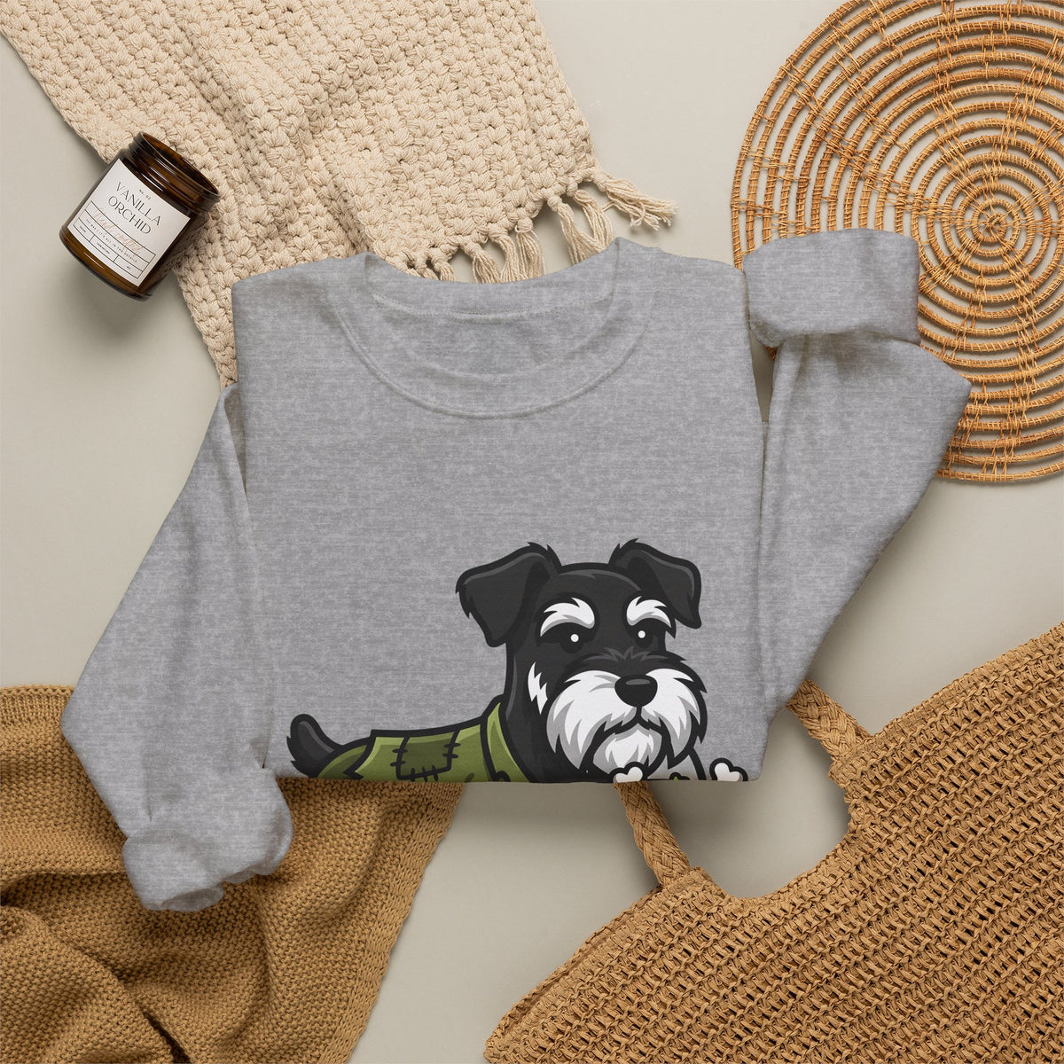 Schnauzer Pet Sweatshirt Halloween Animal Gift Women Animated Sweatshirt Dog Sweatshirt Horror Fan Cartoon Sweatshirt Creature Graphic Classic Candy Container