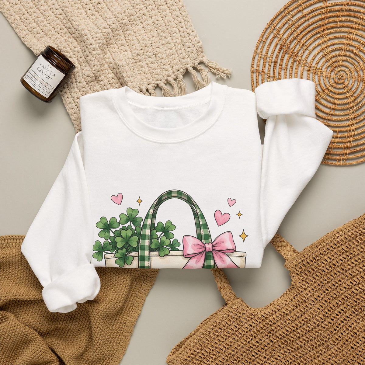 Clover Sweatshirt Sweatshirt St Patrick's Day Celebration Gift Women Paint Sweatshirt Tote Sweatshirt Shamrock Fan Painted Sweatshirt Party Graphic Sketch Pink
