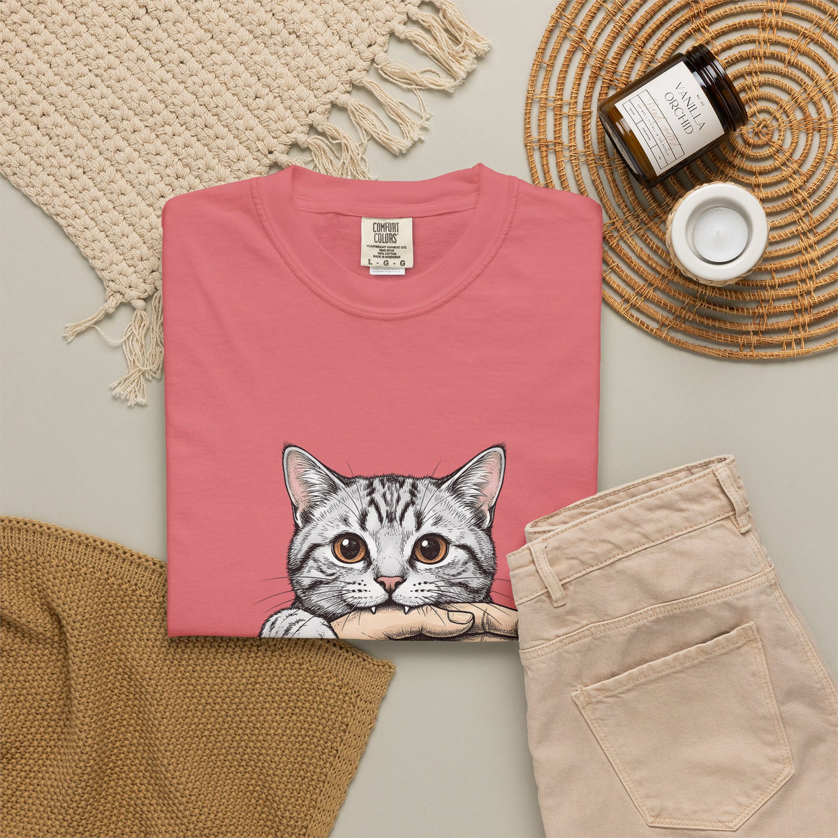 Tabby Cat Cat Humor Gift Hand Drawn Kitty T T-Shirt