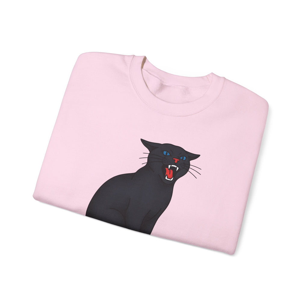Black Cat Sweatshirt Cat Humor Gift Women Bold Graphic Sweatshirt Cat Sweatshirt Cat Fan Graphic Sweatshirt Funny Graphic Retro Fangs Sweatshirt