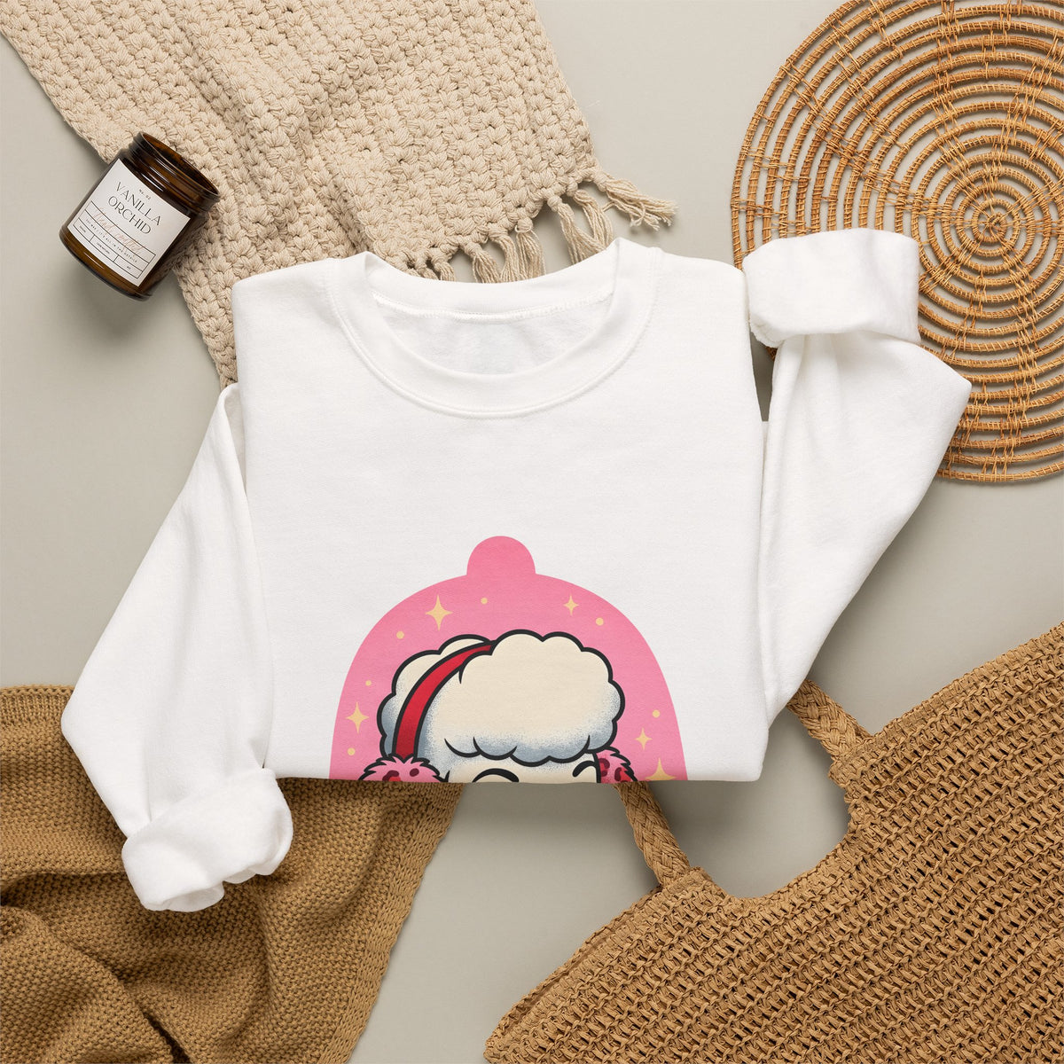 Poodle Dog Christmas Dog Gift Cartoon Poodle Xmas Fan Funny Dog Retro Earmuffs Sweatshirt