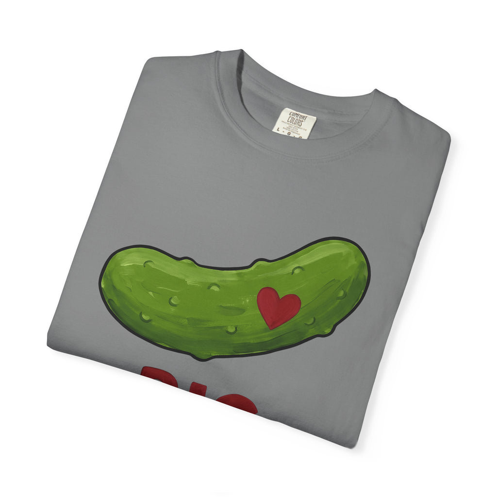 Pickle Illustration T-Shirt Funny Gastronomy Gift Women Doodle T-Shirt Dill T-Shirt Humor Fan Cartoon T-Shirt Food Graphic Outline Heart Shape