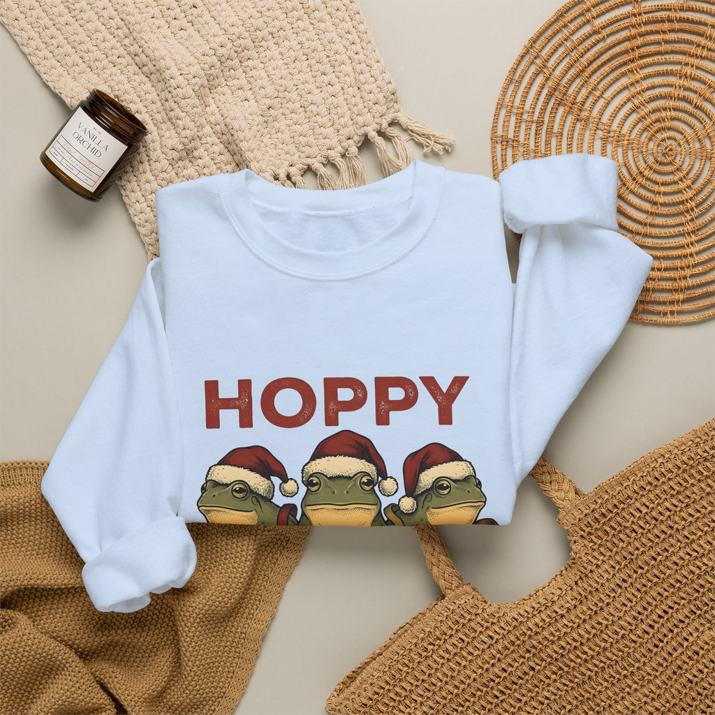 Frog Holiday Hats Christmas Wildlife Gift Cartoon Toad Xmas Fan Toad Animal Line Sash Sweatshirt