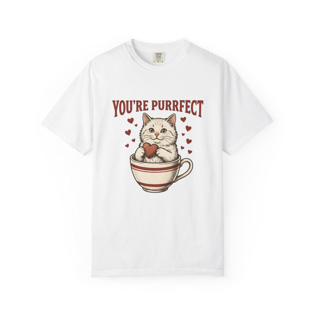 Kitten T-Shirt T-Shirt Cat Hearts Gift Women Retro T-Shirt Coffee T-Shirt T-Shirt Cat Fan Feline T-Shirt Vintage T-Shirt Valentine Graphic Sketch Love Symbols