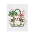Clover Blanket Blanket St Patrick's Day Celebration Gift Women Paint Blanket Tote Blanket Shamrock Fan Painted Blanket Party Graphic Sketch Pink