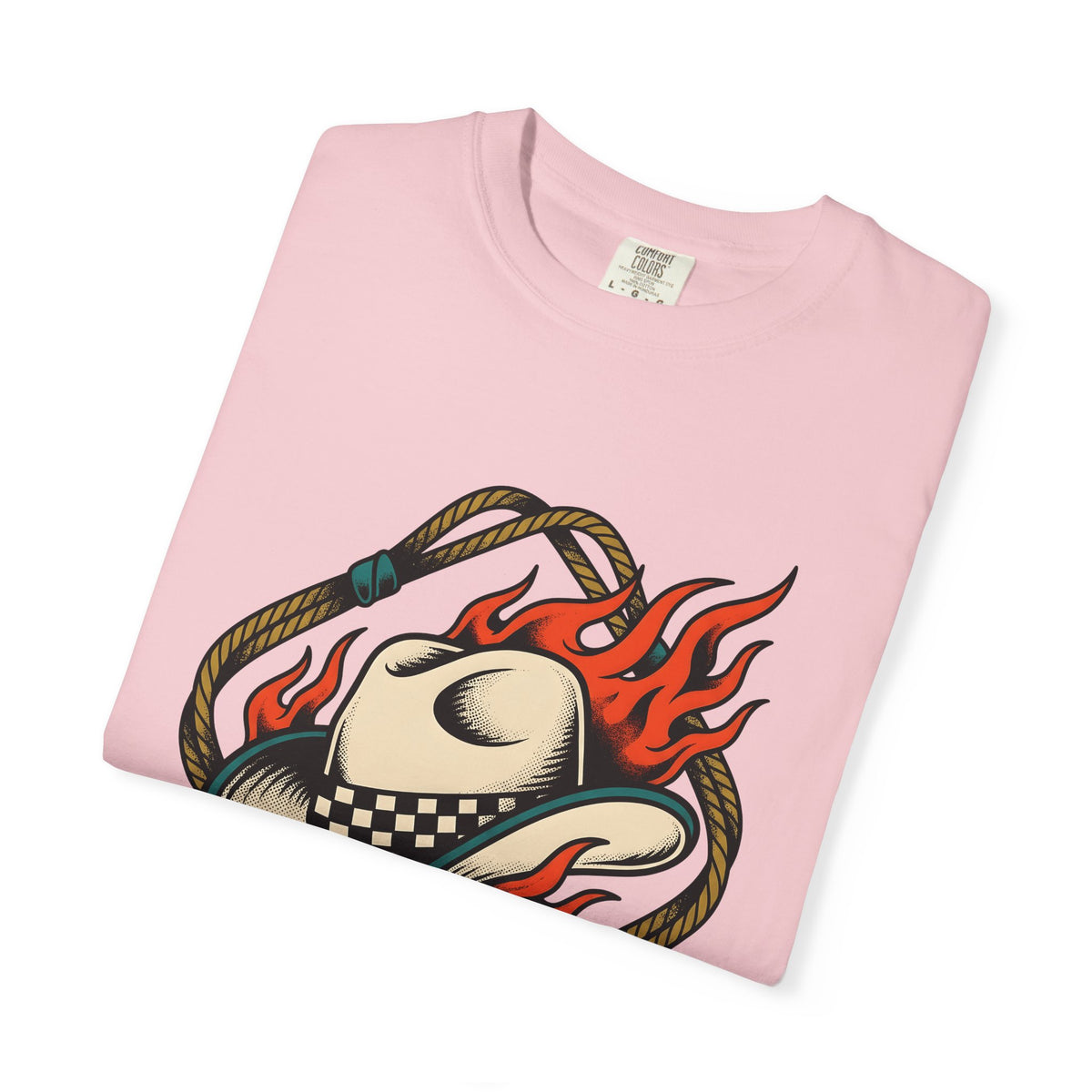 Cowboy Hat T-Shirt Cowgirl Western Gift Women Tattoo Art T-Shirt Stetson T-Shirt Rodeo Fan Tattooed T-Shirt Country Graphic Vintage Flames T-Shirt
