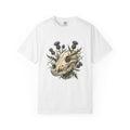Animal Skull T-Shirt Animals & Flowers Spooky Gift Women Sketch T-Shirt Cranium T-Shirt Wildlife Fan Illustration Graphic T-Shirt Hand Drawn