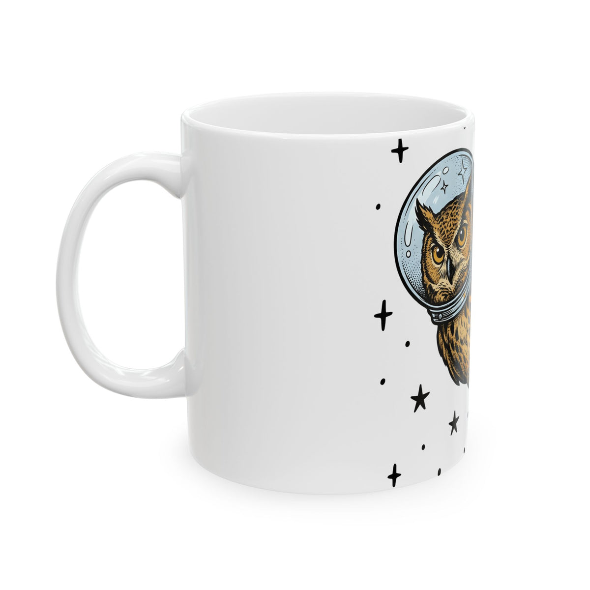 Owl Space Helmet Mug Halloween Cosmos Gift Women Doodle Mug Space Helmet Mug Horror Fan Astronaut Mug Galaxy