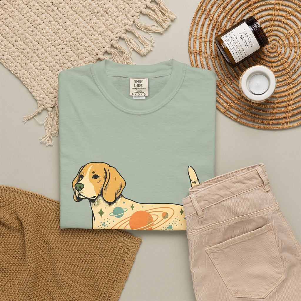 Beagle Puppy T-Shirt Dog Galaxy Gift Women Distressed T-Shirt Puppy T-Shirt Dog Fan Hound T-Shirt Universe Graphic Old School Cosmos T-Shirt