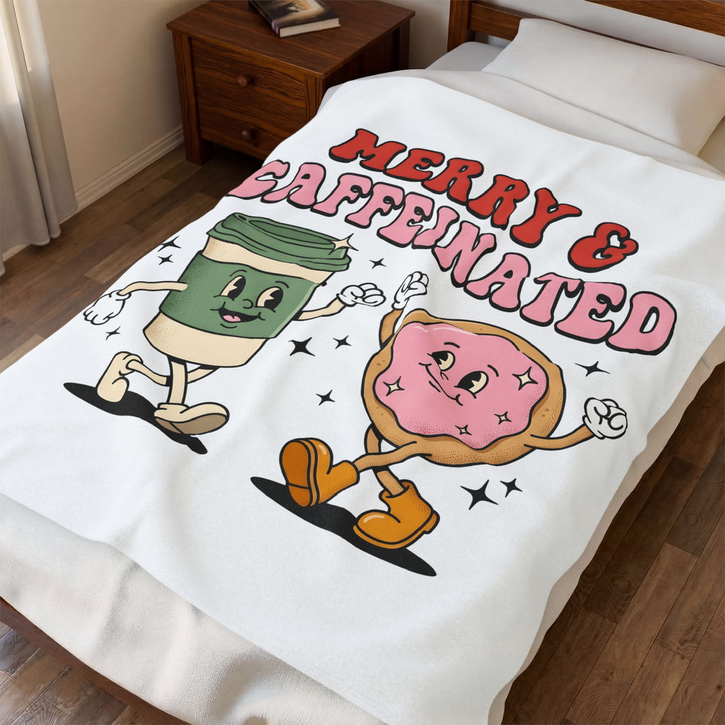 Coffee Cup Donut Blanket Christmas Coffee Gift Women Cartoon Blanket Donut Blanket Xmas Fan Cartoony Blanket Coffee Design Retro Stars Blanket