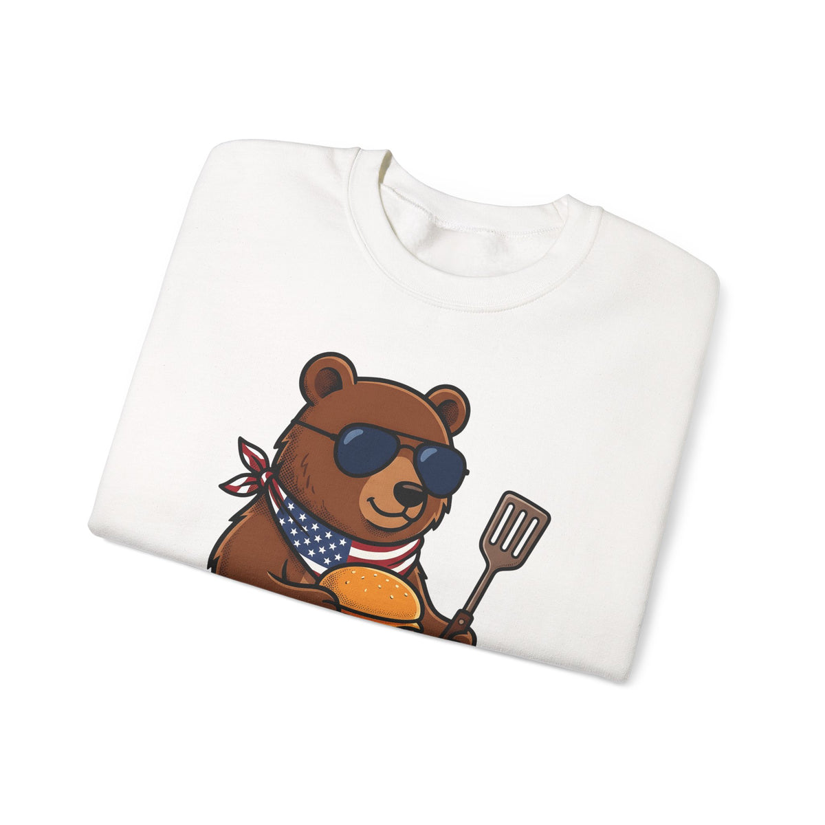 Bear Sandwich Sweatshirt 4th Of July Grilling Gift Women Comic Sweatshirt Sandwich Sweatshirt Independence Fan Cartoon Sweatshirt Barbecue Graphic Vintage