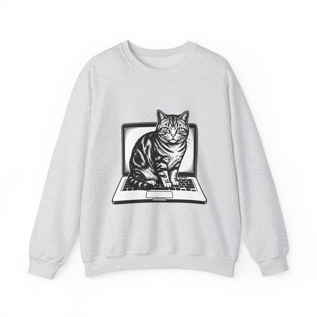 Orange Cat Sweatshirt Cat Gadgets Gift Women Classic Sweatshirt Kitty Sweatshirt Cat Fan Retro Sweatshirt Tech Graphic Doodle Notebook Sweatshirt