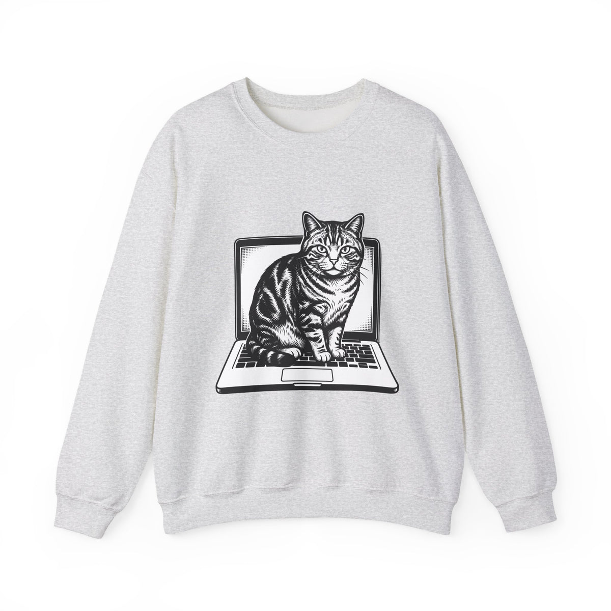 Orange Cat Sweatshirt Cat Gadgets Gift Women Classic Sweatshirt Kitty Sweatshirt Cat Fan Retro Sweatshirt Tech Graphic Doodle Notebook Sweatshirt