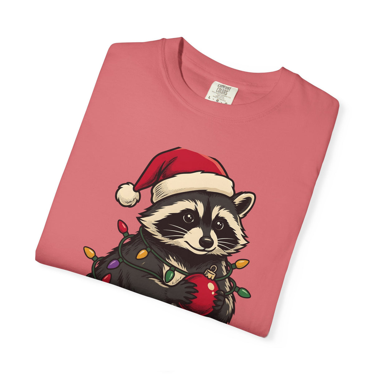 Raccoon Holiday Hat T-Shirt Christmas Creatures Gift Women Comic T-Shirt Trash Panda T-Shirt Xmas Fan Cartoon T-Shirt Animal Graphic Line Art