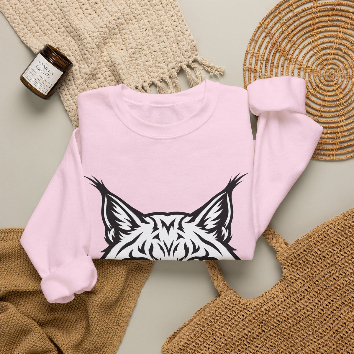 Lynx Head Sweatshirt Cat Wildlife Gift Women Bold Line Art Sweatshirt Bobcat Sweatshirt Cat Fan Line Art Sweatshirt Wildlife Graphic Tribal Wildcat Sweatshirt