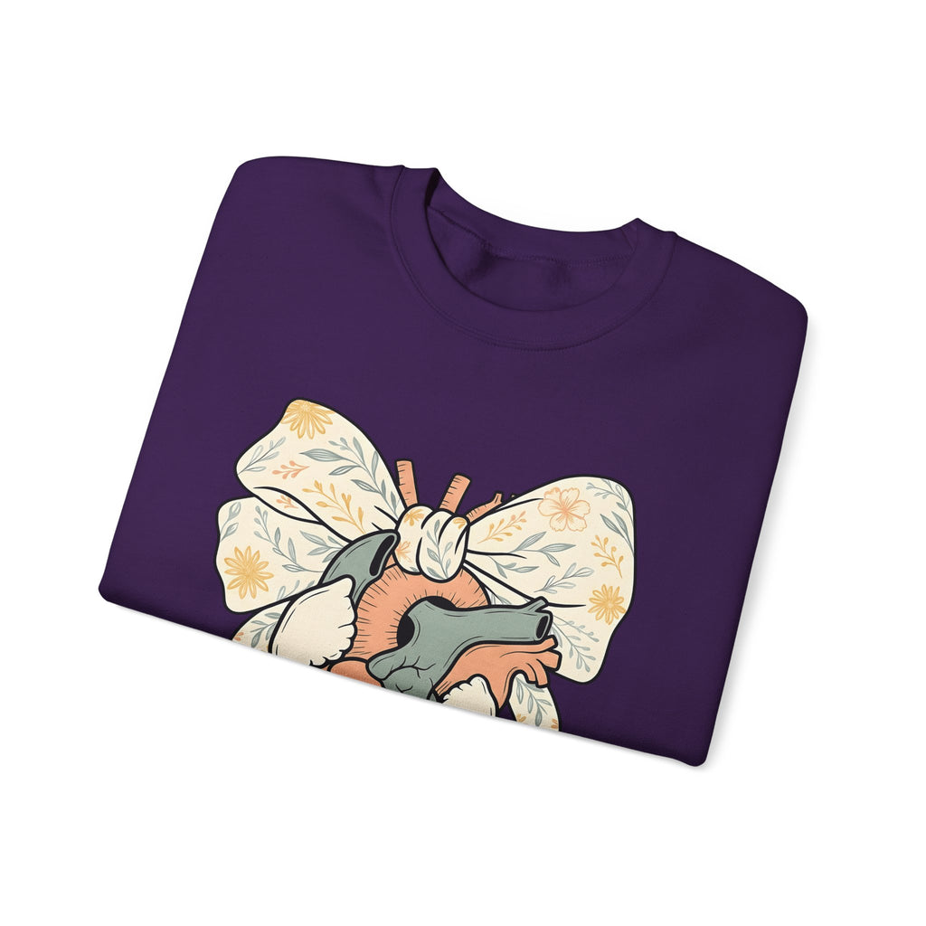 Realistic Heart Sweatshirt Nurses Medicine Gift Women Flower Sweatshirt Heart Sweatshirt Nurse Enthusiast Floral Sweatshirt Medical Graphic Classic Knot Sweatshirt