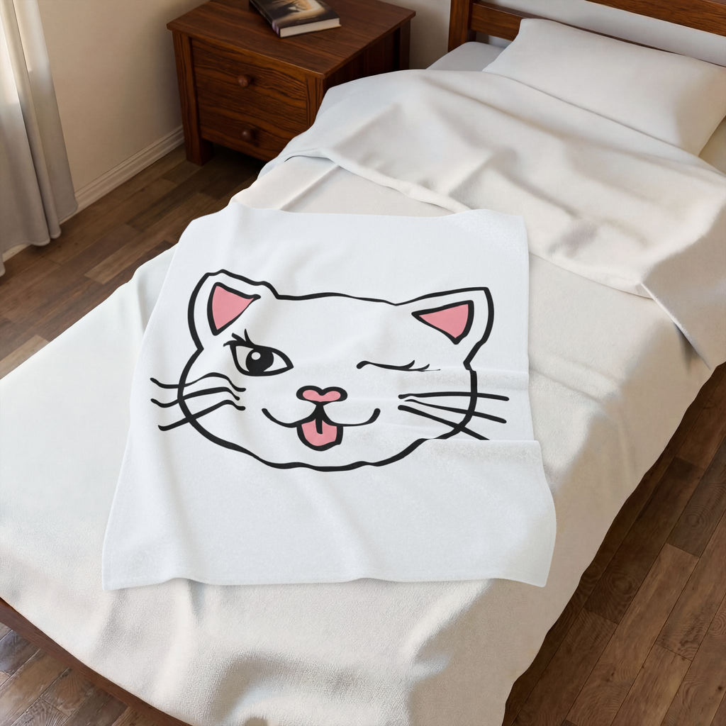 Feline Face Blanket Cat Mammal Gift Women Cartoon Blanket Cat Blanket Kitty Fan Cartoonish Blanket Animal Graphic Modern Heart Tip Nose Blanket