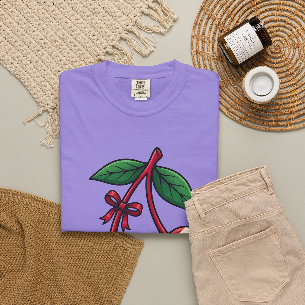 American Cherries 4Th Of July Beach Gift Comic Cherry Independence Day Fan Cartoon Coastal T-Shirt