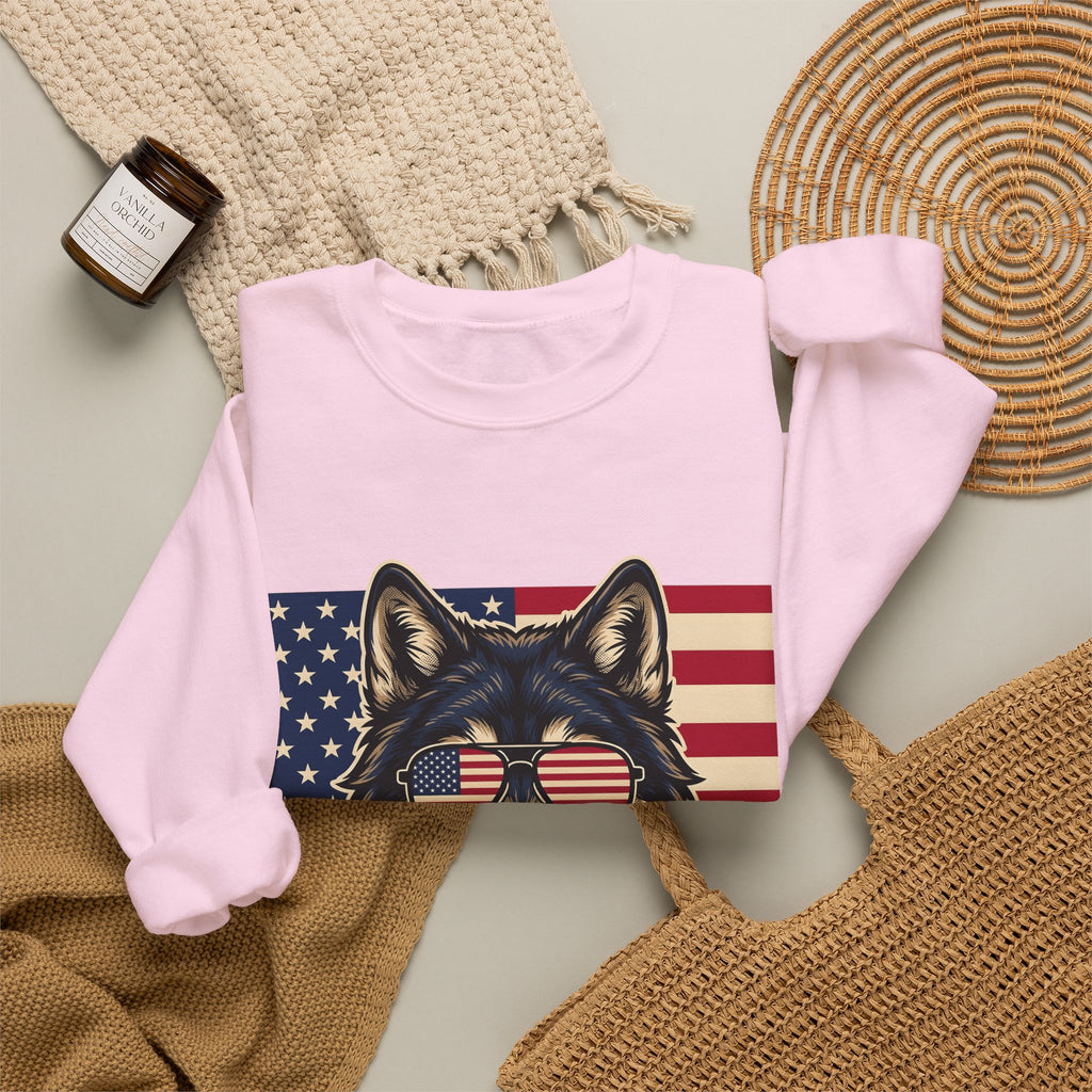 Wolf Shades Sweatshirt America Patriotism Gift Women Classic Sweatshirt Sunglasses Sweatshirt American Enthusiast Retro Sweatshirt Nationalistic Graphic