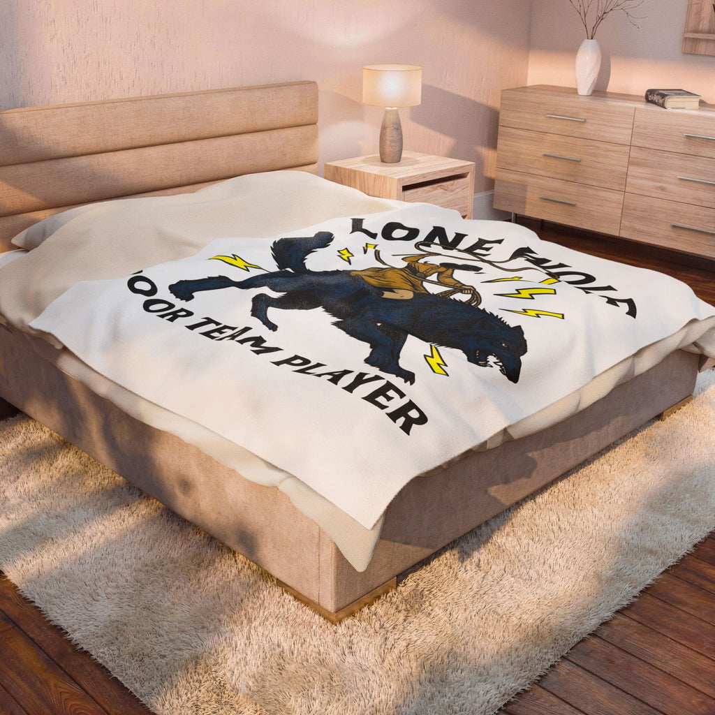 Cowgirl Wolf Blanket Cowgirl Ranch Gift Women Old School Blanket Wolf Blanket Cowgirl Fan Retro Blanket Farm Graphic Line Art Electric Bolts Blanket