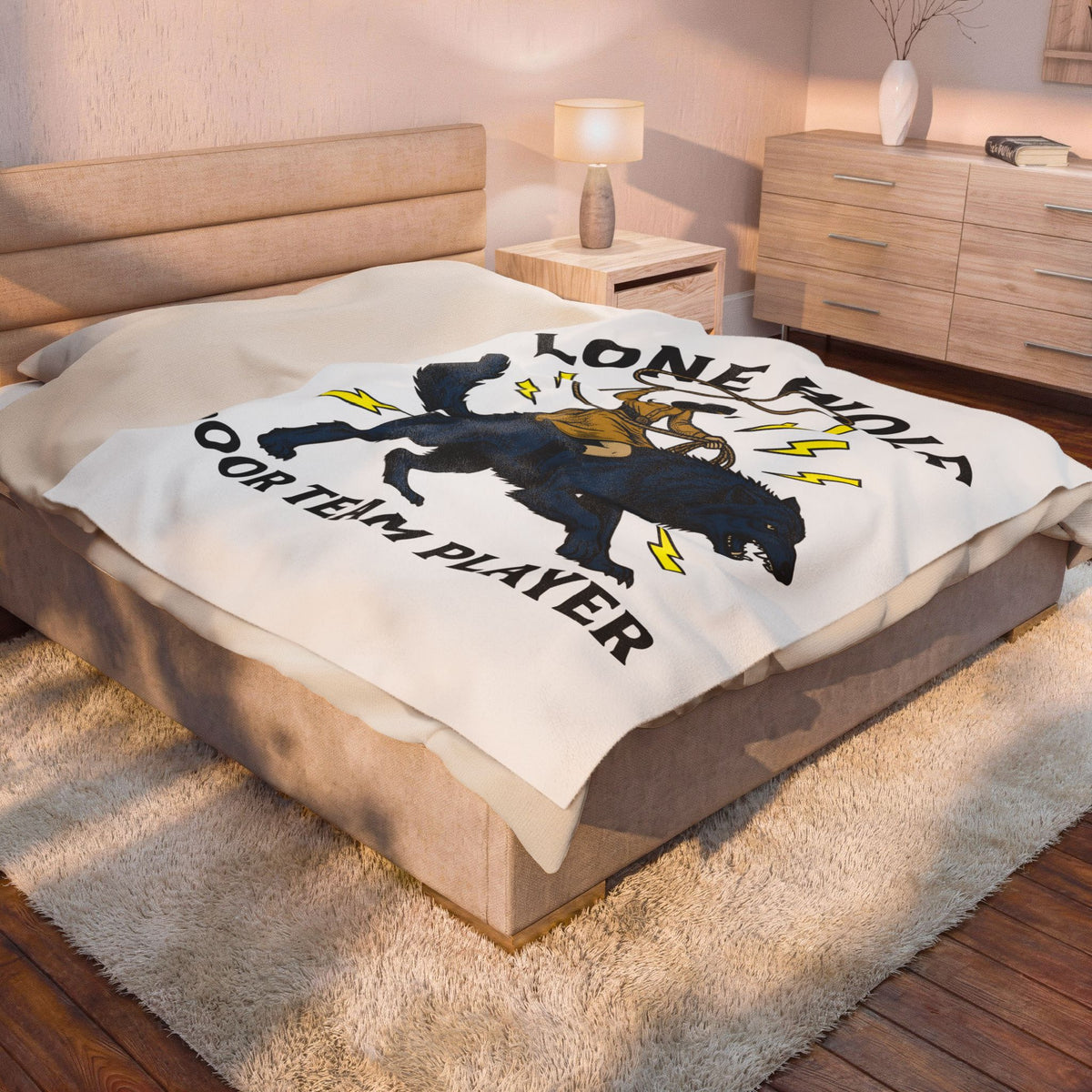 Cowgirl Wolf Blanket Cowgirl Ranch Gift Women Old School Blanket Wolf Blanket Cowgirl Fan Retro Blanket Farm Graphic Line Art Electric Bolts Blanket