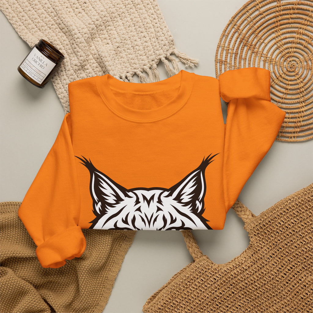 Lynx Head Sweatshirt Cat Wildlife Gift Women Bold Line Art Sweatshirt Bobcat Sweatshirt Cat Fan Line Art Sweatshirt Wildlife Graphic Tribal Wildcat Sweatshirt