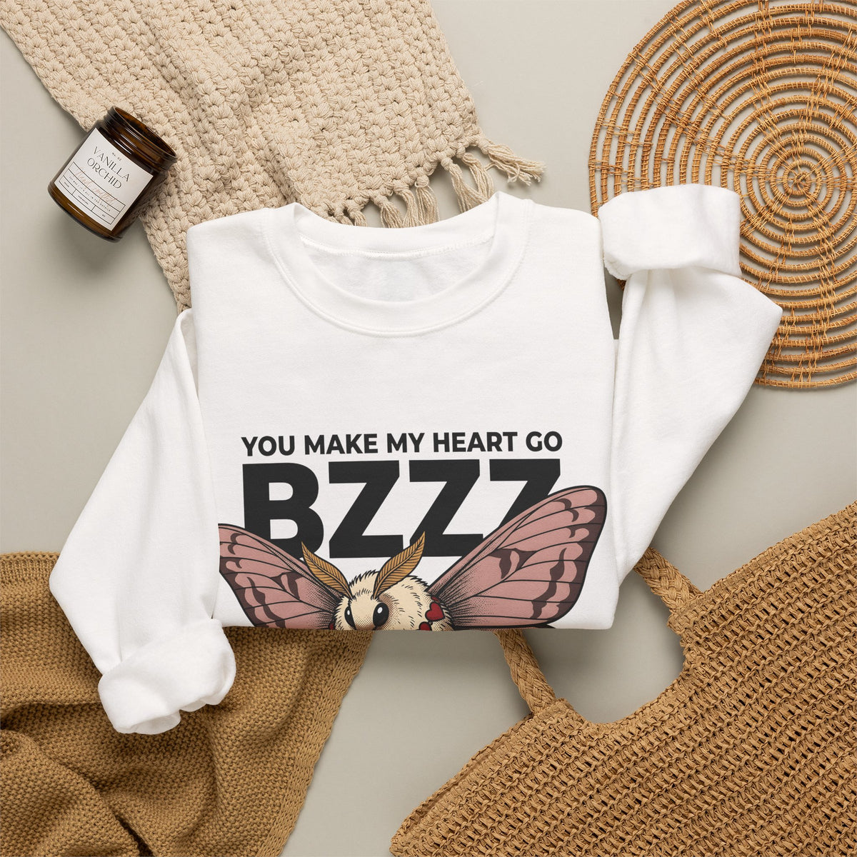 Moth Sweatshirt St. Valentine's Day Affection Gift Women Neo Traditional Sweatshirt Bug Sweatshirt Valentine Fan Vintage Sweatshirt Tender Graphic Antique