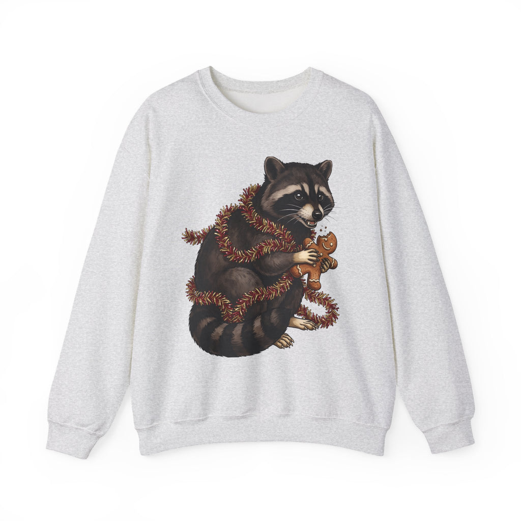 Raccoon Graphic Sweatshirt Christmas Animal Gift Women Cute Sweatshirt Trash Panda Sweatshirt Xmas Fan Wildlife Graphic Illustration Hand Drawn Gingerbread