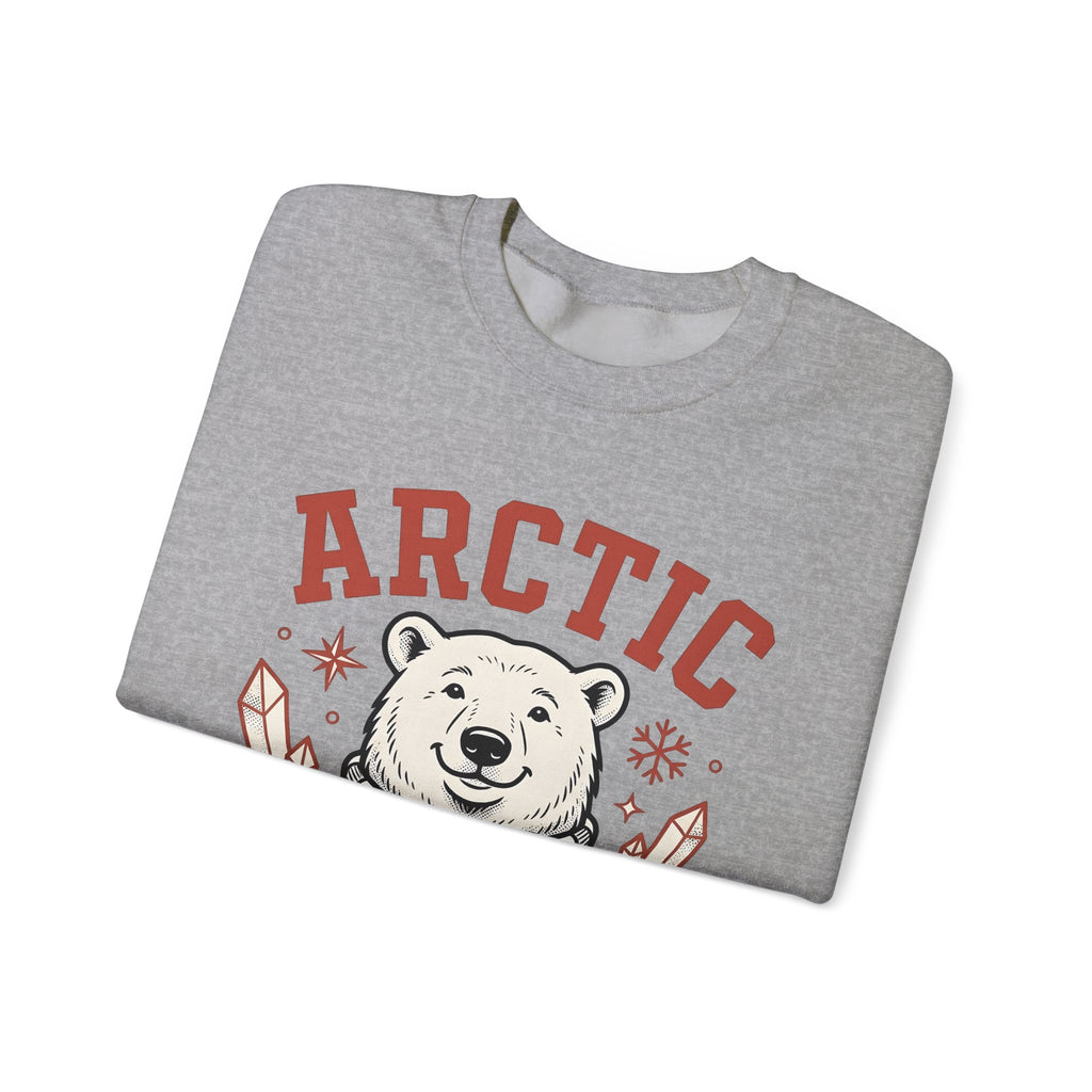 White Bear Sweatshirt Christmas Cold Season Gift Women Comic Sweatshirt Polar Bear Sweatshirt Winter Fan Cartoon Sweatshirt Frost Graphic Retro Ice Crystals