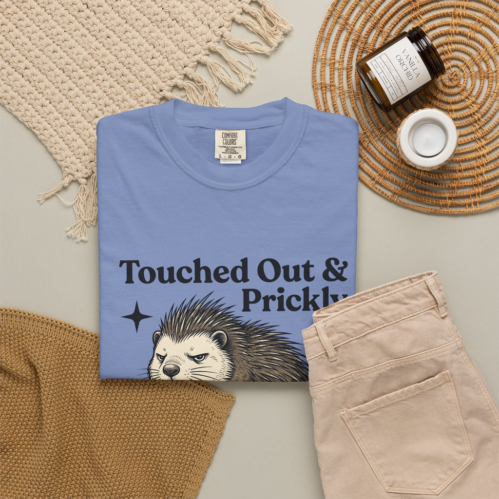 Grumpy Porcupine T-Shirt Moms Humor Gift Women Hand Drawn T-Shirt Quillpig T-Shirt Motherhood Fan Illustrated Graphic T-Shirt Vintage Stars T-Shirt